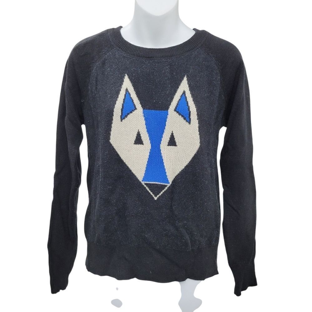 2/$20 Bench 23% Wool Black & Blue Wolf Crew Neck Sweater Size: M